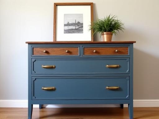 Vintage dresser beautifully refinished in modern color