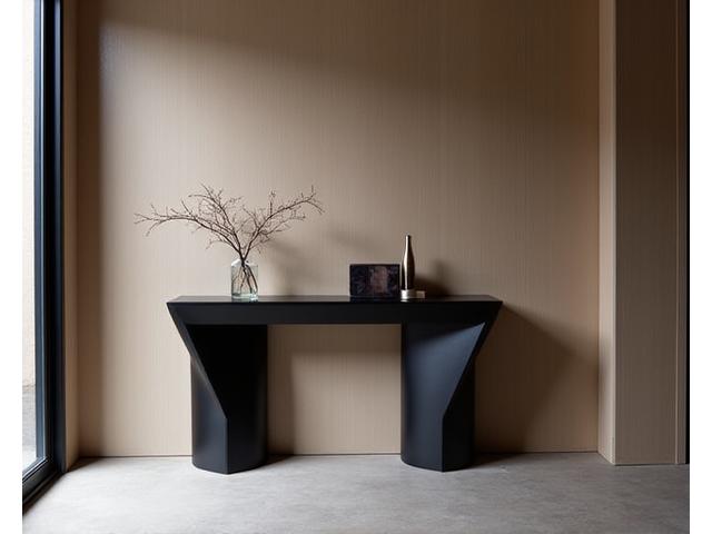Sleek modern console table in a minimalist setting.