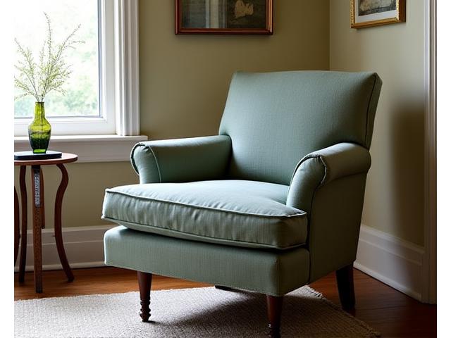 Elegantly restored vintage armchair with new upholstery.
